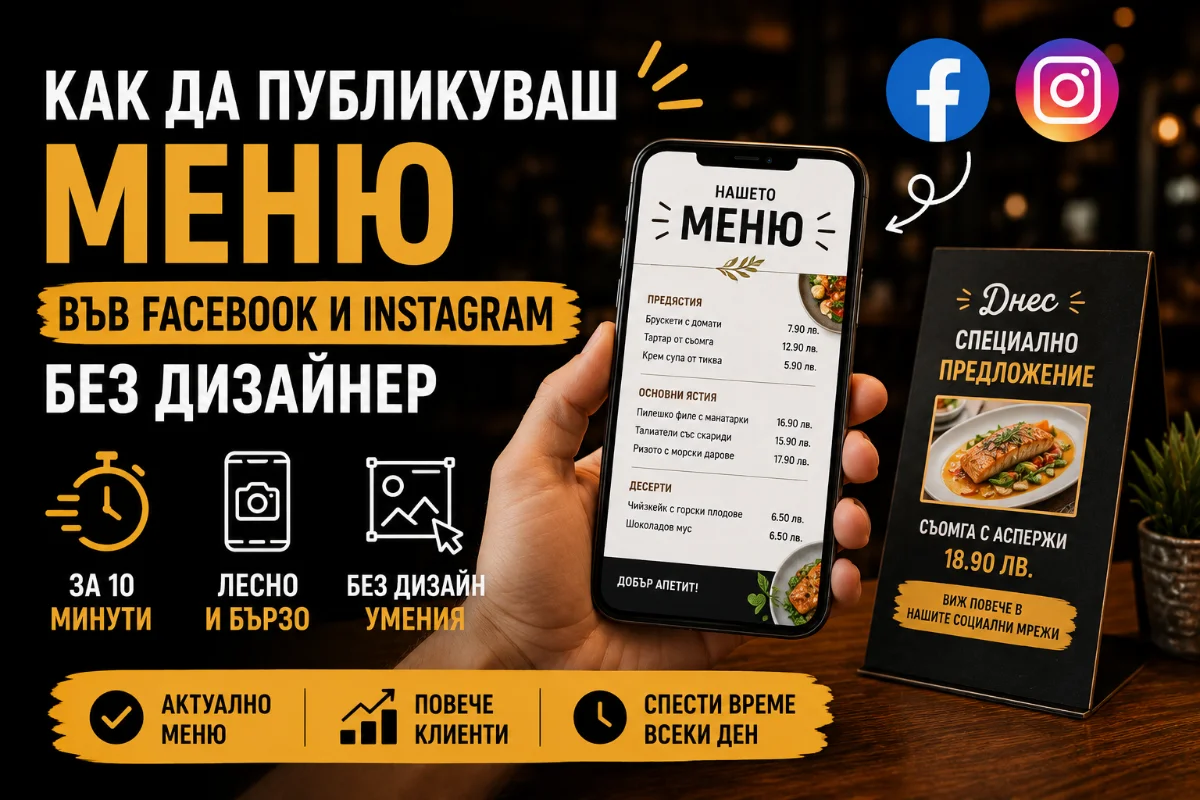 Как да публикуваш меню във Facebook и Instagram без дизайнер?
